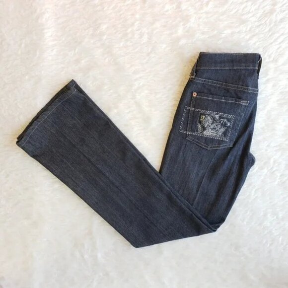 7 For All Mankind ~ Dark Wash Embroidered Jeans ~ Size 24 - Picture 1 of 6